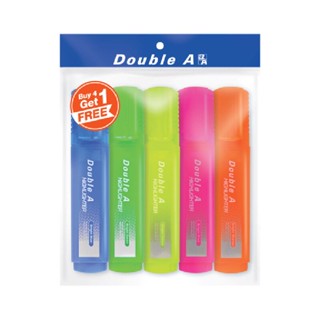 Double A ปากกาเน้นข้อความ DA Flat คละสี (แพ็ก 4ฟรี1ด้าม)