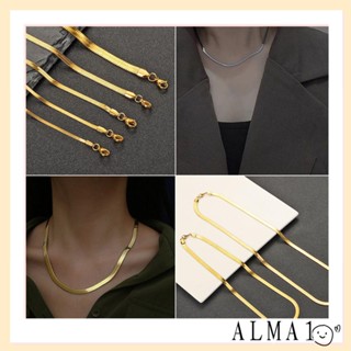 Alma โซ่งูแบน 18 นิ้ว / 20 นิ้ว เครื่องประดับแฟชั่น โช้กเกอร์ ของขวัญ