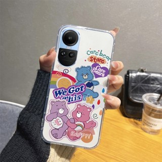 ใหม่ เคสโทรศัพท์มือถือแบบนิ่ม TPU ใส บางมาก กันกระแทก ลายการ์ตูนหมีสายรุ้งน่ารัก สําหรับ OPPO Reno10 Pro Pro+ Plus Reno8 T A98 A78 NFC A58 4G 5G 2023