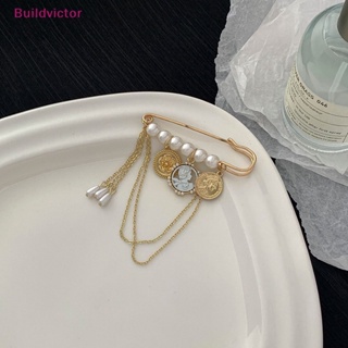 Buildvictor เข็มกลัด รูปดอกคามิเลีย ประดับลูกปัดไข่มุก ขนาดใหญ่ ป้องกันแสง เครื่องประดับ สําหรับผู้หญิง