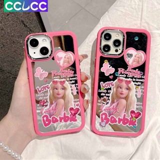 Cclcc ใหม่ เคสโทรศัพท์มือถือ ซิลิโคน กันกระแทก ลายการ์ตูนบาร์บี้เจ้าหญิง สีชมพู พร้อมกระจกแต่งหน้า แฟชั่น สําหรับ iPhone 14 ProMax 13 12 11