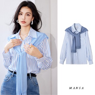 MANSA striped oversized shirt เสื้อโอเวอร์ไซส์ เสื้อเชิ้ตแขนยาว