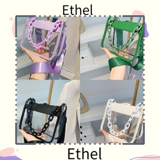 Ethel1 กระเป๋าถือ PVC แบบใส ความจุขนาดใหญ่ อเนกประสงค์ กันน้ํา สีแคนดี้ สําหรับผู้หญิง