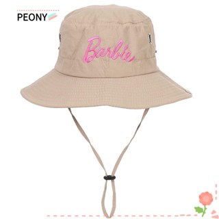 Peonypavilion หมวกบังแดด ผ้าโพลีเอสเตอร์ ปักลายตัวอักษร สีสันสดใส สําหรับตุ๊กตาบาร์บี้ ชาวประมง กลางแจ้ง