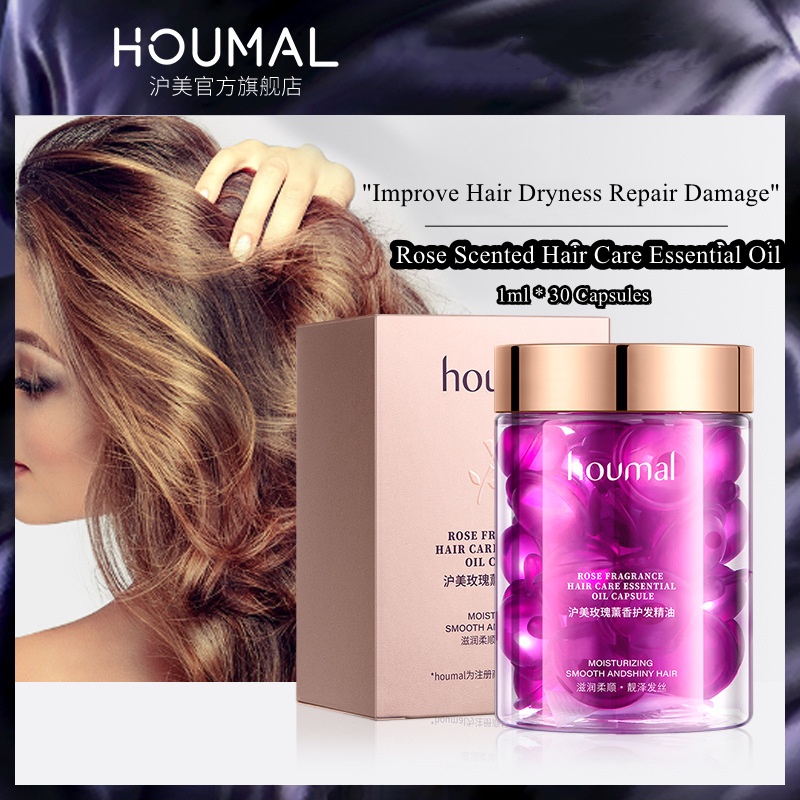 Houmai น้ํามันหอมระเหยบํารุงเส้นผม 30 แคปซูล ทรีตเมนต์ เซรั่มให้ความชุ่มชื้นล้ําลึก สําหรับการดูแลเส
