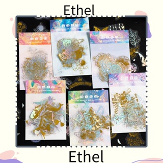 Ethel1 สติกเกอร์โฮโลแกรม PET สีทองใส สไตล์วินเทจ DIY 600 ชิ้น