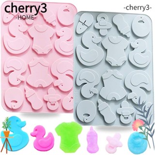 Cherry3 แม่พิมพ์ซิลิโคน รูปเป็ดน้อย สีฟ้า และสีชมพู 23.4*16.6*0.8 ซม. สําหรับทําช็อคโกแลต ลูกอม 2 ชิ้น