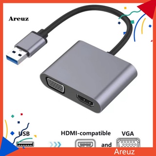 Are อะแดปเตอร์แปลง USB 30 เป็น VGA HDMI 2 in 1 5Gbps 1080P แบบพกพา อุปกรณ์เสริมคอมพิวเตอร์