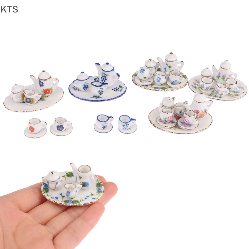 Kts ชุดถ้วยชาพอร์ซเลนจิ๋ว สเกล 1:12 DIY อุปกรณ์เสริม สําหรับบ้านตุ๊กตา