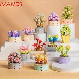 Ivanes บล็อกตัวต่อกระถางต้นไม้ ผัก เนื้อสัตว์ ดอกไม้ DIY 1 ชิ้น