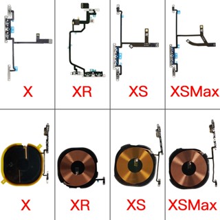 ปุ่มปรับระดับเสียง สายเคเบิลอ่อน + ชิปเสาอากาศสัญญาณชาร์จไร้สาย เปลี่ยนเสาอากาศ สําหรับ iPhone X XR XS Max