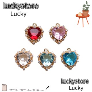 Lucky จี้คริสตัล เพชรเทียม รูปหัวใจ ชุบทอง 7 สี สําหรับทําเครื่องประดับ DIY 14 ชิ้น