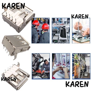 Karen พอร์ตมาตรฐาน USB Type A 90 องศา ปลั๊กแจ็คเชื่อมต่อ PCB ตัวเมีย แนวนอน ไร้ขอบ USB-A Type AF