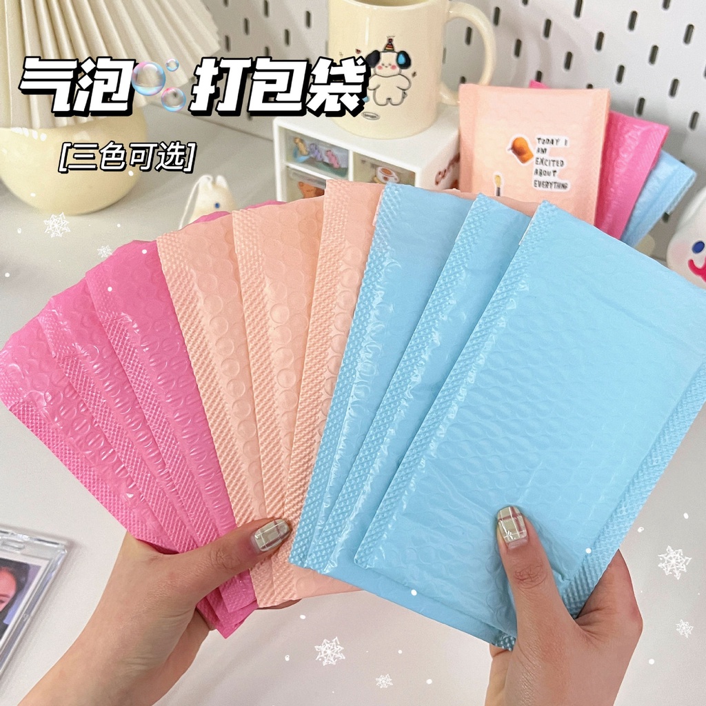 Koo Ka🦋ถุงบับเบิ้ลโฟม แบบหนา สีชมพู กันกระแทก สําหรับใส่โฟโต้การ์ด โทรศัพท์มือถือ