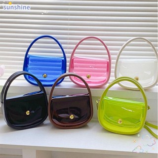 Ssunshine กระเป๋าถือ PVC แบบใส จุของได้เยอะ กันน้ํา สีแคนดี้ แฟชั่นสําหรับเด็กผู้หญิง