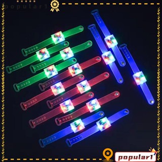 Popular สร้อยข้อมือไฟไจโร พลาสติก LED หมุนได้ อุปกรณ์เสริม สําหรับปาร์ตี้ฮาโลวีน 12 ชิ้น