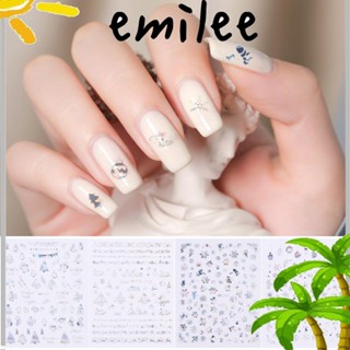 Emilee สติกเกอร์ตกแต่งเล็บ ลายเกล็ดหิมะ สีเงิน