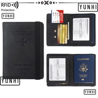 Yunhi RFID กระเป๋าหนัง ยืดหยุ่น สําหรับใส่หนังสือเดินทาง เอกสาร