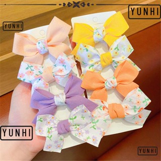 Yunhi กิ๊บติดผม ประดับโบว์ ลายดอกไม้ ของขวัญสําหรับเด็ก 2 ชิ้น