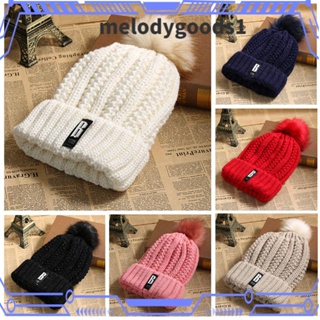 Melodygoods1 หมวกถัก ผ้าขนสัตว์ ปอมปอม ขนาดใหญ่ ปรับได้ แฟชั่นฤดูใบไม้ผลิ ฤดูใบไม้ร่วง