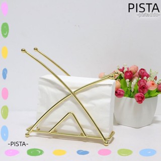 Pista ที่ใส่ผ้าเช็ดปาก โลหะ 6.3 X 6.3 X 2.2 นิ้ว โต๊ะวางทิชชู่ แบบตั้งโต๊ะ ฟรีขาตั้ง สีทอง ทันสมัย ที่ใส่ผ้าเช็ดปาก