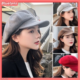 【 Bluelans 】หมวกเบเร่ต์ลําลอง ผ้าขนสัตว์ แบบหนา ระบายอากาศได้ดี สีพื้น สไตล์เรโทร แฟชั่นฤดูใบไม้ผลิ และฤดูใบไม้ร่วง สําหรับผู้หญิง