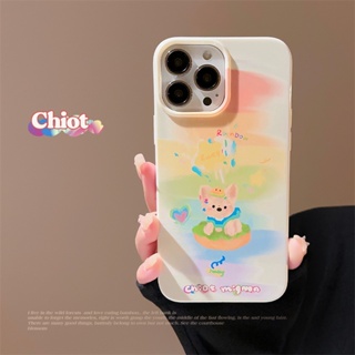 เคสโทรศัพท์มือถือ ลายการ์ตูนสุนัขแฮมเบอร์เกอร์น่ารัก สีรุ้ง สําหรับ Apple iPhone 13 12 PROMAX XS 13 PROPHONE 14 78 PLUS 14 PROMAX 14 12 MINI