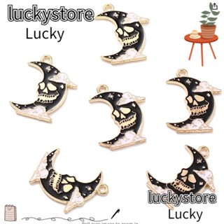 Lucky จี้รูปดวงจันทร์ อัลลอย ขนาด 20*26 มม. สีดํา สไตล์โกธิค สําหรับทําเครื่องประดับ งานฝีมือฮาโลวีน DIY