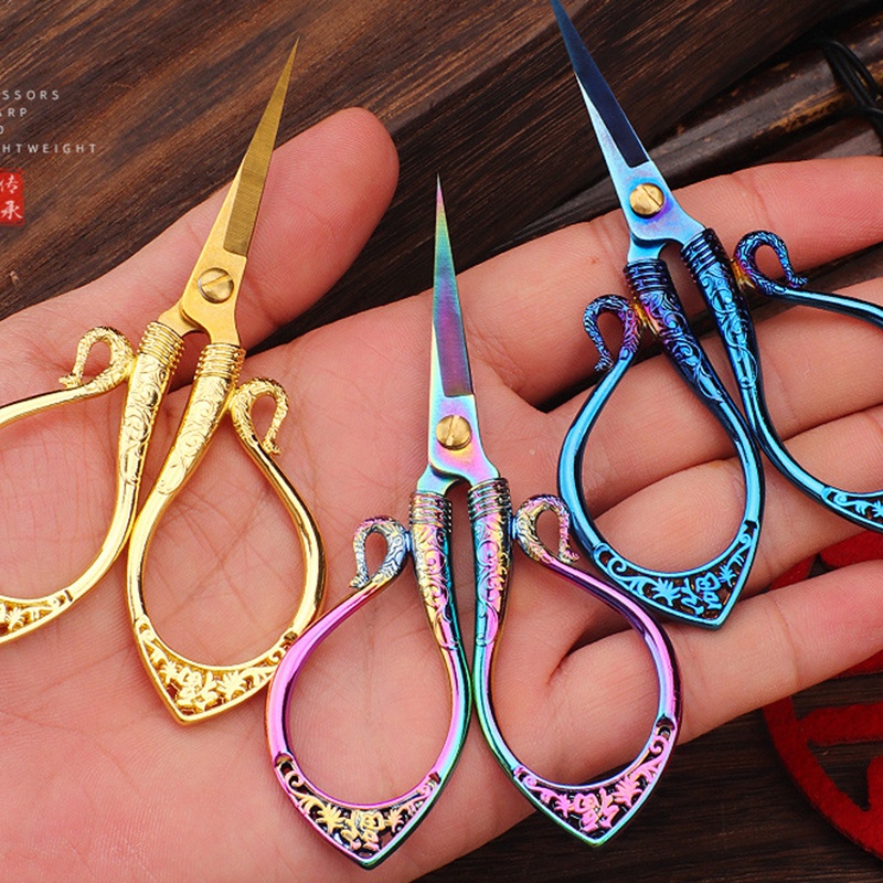 ใหม่โลหะผสมสังกะสี รุ่ยอี๋ กรรไกรขนาดเล็กคู่มือตัดกระดาษในครัวเรือนสแตนเลสด้ายตัดชี้กรรไกร