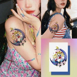 สติกเกอร์รอยสักชั่วคราว กันน้ํา ลาย Luna Girl เพ้นท์มือ เซ็กซี่ สําหรับติดต้นขา 7 วัน