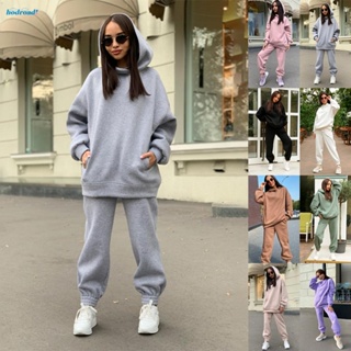 【HODRD】Hoodie Solid Color Autumn Tracksuit Casual Two Piece Cotton Warm Daily【Fashion】