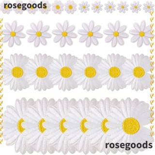 Rosegoods1 แผ่นแพทช์ ลายดอกเดซี่ สีขาว สําหรับติดเสื้อผ้า กระเป๋าเป้สะพายหลัง