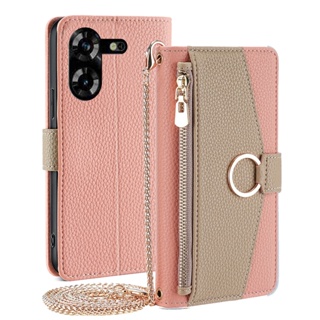 เคสหนัง ฝาพับ พร้อมช่องใส่บัตร สายคล้องไหล่ โลหะ สําหรับ Tecno Pova 5 3 4 Pro Neo 2 3