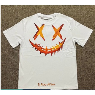 เสื้อยืดลําลอง ผ้าฝ้าย พิมพ์ลาย Ricky is a clown Halloween สีขาว สําหรับคู่รัก