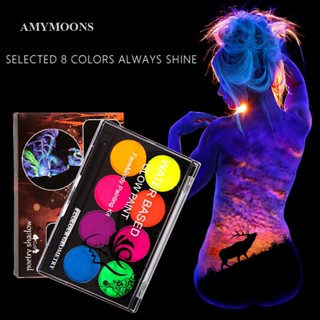 Amymoons ชุดเพ้นท์ร่างกาย เรืองแสง 8 สี สําหรับคอสเพลย์ฮาโลวีน