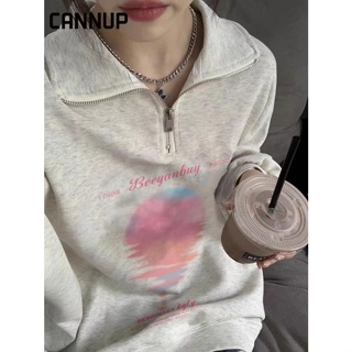 Cannup เสื้อผ้าผู้ญิง แขนยาว เสื้อฮู้ด คลุมหญิง สไตล์เกาหลี แฟชั่น A28J146