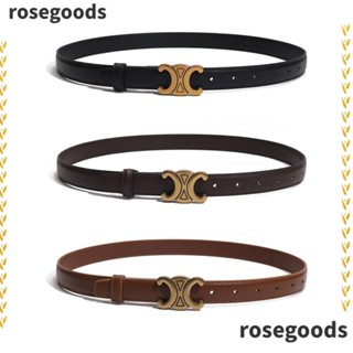 Rosegoods1 เข็มขัดหนังเทียม แบบนิ่ม หัวเข็มขัดสีทอง สไตล์ตะวันตก สีดํา สําหรับกางเกงยีน