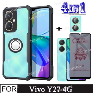 4 in1 เคสโทรศัพท์มือถือ เซรามิคนิ่ม ผิวด้าน กันกระแทก สําหรับ Vivo Y27 4G Y35 Y22s Y16 Y15A Y15s Y12A Y12s Y02s Y02 Y36 Y20s G V27 V25 Pro 5G 4G