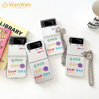 Wenwen เคสโทรศัพท์มือถือ ลายตัวอักษรหน้ายิ้ม หลากสี สําหรับ Samsung Z Flip4 Z Flip3