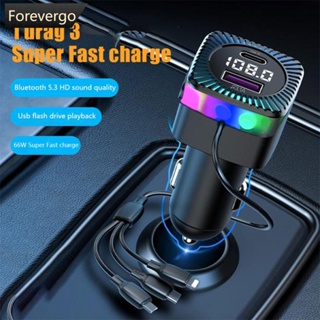 Forevergo เครื่องรับส่งสัญญาณเสียง MP3 ไร้สาย บลูทูธ 5.3 66W PD ชาร์จเร็ว สําหรับรถยนต์ S9X3