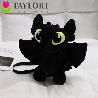 Taylor1 กระเป๋าเป้สะพายหลัง คอสเพลย์ ตุ๊กตามังกร มังกร มังกร ไม่มีฟัน Anger Of Light Toothless 3 สีดํา