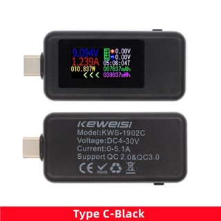 Type-c USB Tester แสดงสี 10 in 1 เครื่องวัดแรงดันไฟฟ้า 4-30V #069