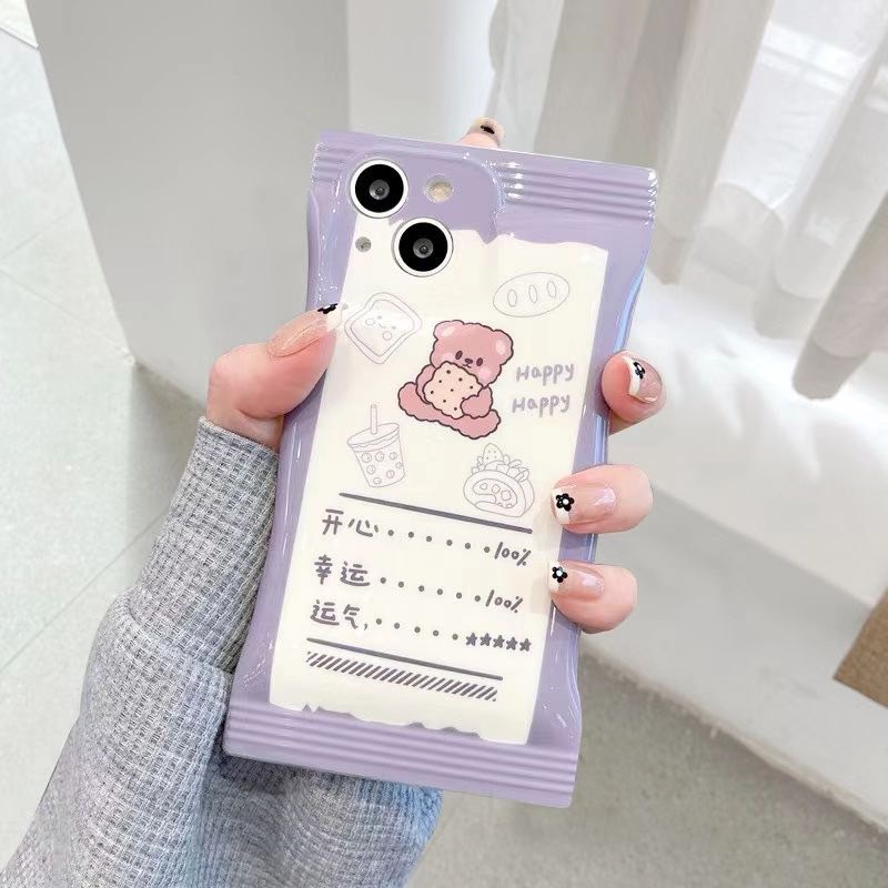 เคสถุงขนมสกรีนลายกระต่ายน่ารัก กันเลนส์TPU กันกระแทก สำหรับรุ่น11 11promax 12 12promax 13 14 14Pro 1