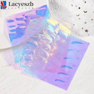 Lacyeszb สติกเกอร์ฟอยล์โฮโลแกรม เลเซอร์ออโรร่า สําหรับตกแต่งเล็บ กระดาษแก้ว