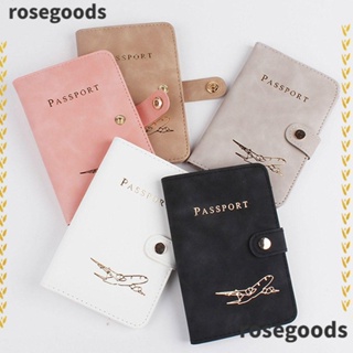 Rosegoods1 กระเป๋าใส่หนังสือเดินทาง ซองหนัง PU ใส่บัตรประจําตัวประชาชน เดินทาง