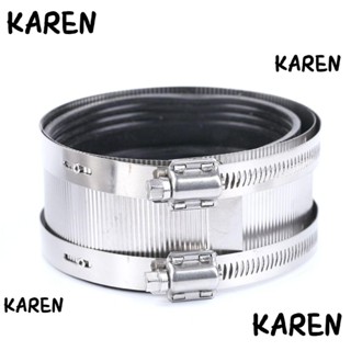 Karen แคลมป์หนีบท่อ สเตนเลส ทรงกลม ยืดหยุ่น 3 นิ้ว พร้อมคลิปหนีบท่อโลหะ ยาง สเตนเลส