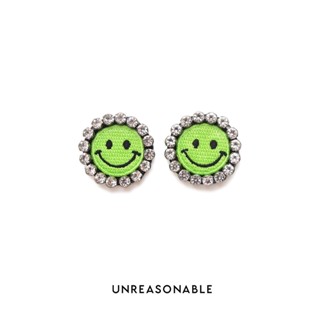 ต่างหู Smiley สีเขียว ต่างหูคลิป ต่างหูก้านเงินแท้ น้ำหนักเบา Unreasonable Accessories UA0885-03