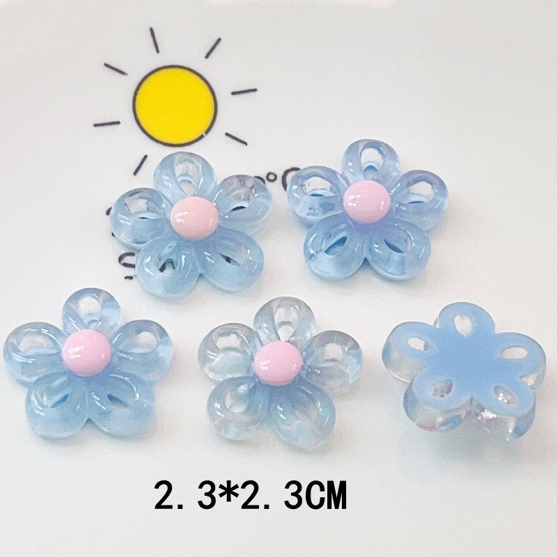 [2 #] Jibbitz Crocs กิ๊บติดผม ยางเรซิ่น รูปดอกไม้ห้ากลีบ แบบกลวง สีโปร่งใส อุปกรณ์เสริม สําหรับรองเท้า diy QP
