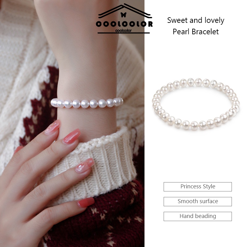พร้อมส่ง 1 บาท ประดับด้วยลูกปัด สร้อยข้อมือ ไข่มุก สร้อยข้อมือ 8 มิลลิเมตร ลูกปัด ยืดหยุ่น ขายยกแพ็คราคาถูก