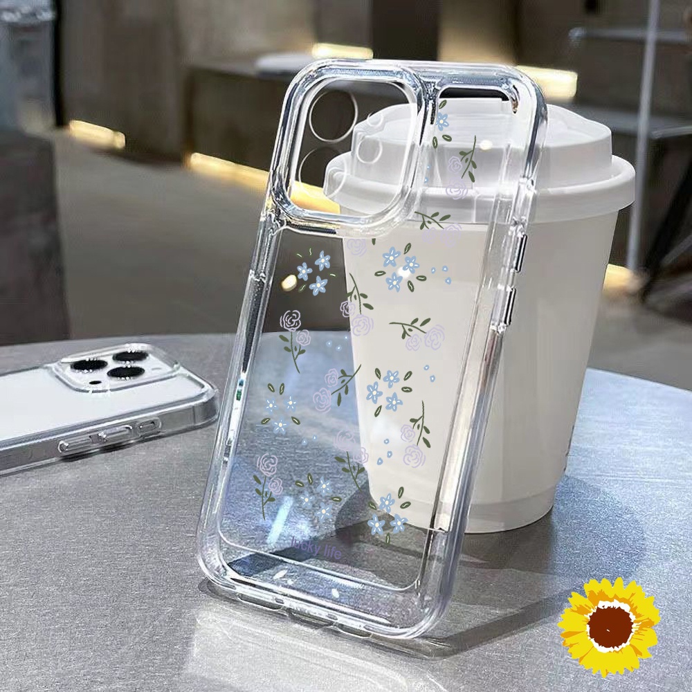 Space Clear ดอกไม้ซิลิโคนเคสโทรศัพท์สำหรับ IPhone 11 12 13 14 Pro 15 Max 7 8 Plus XS Max XS SE 2020 ฝาครอบกันกระแทก